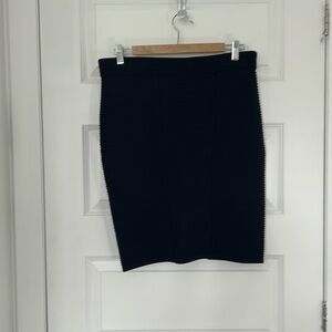 IVANKA TRUMP - pencil skirt ribbed navy blue mini size medium business bodycon